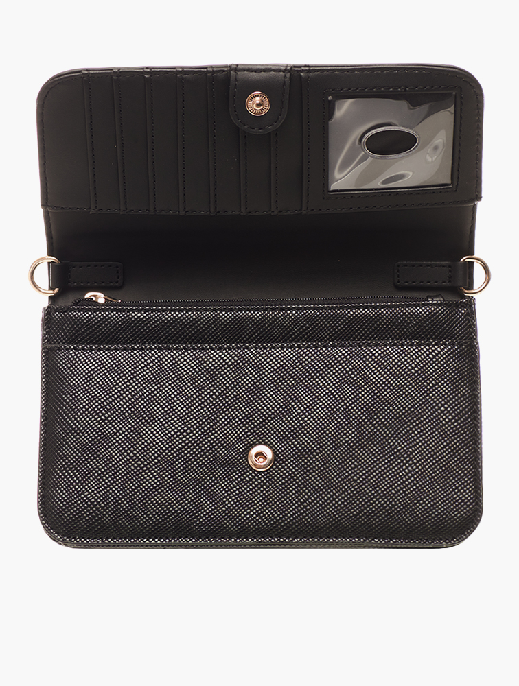 MyRunway | Shop GUESS Black Noelle Crossbody Flap Organizer Bag